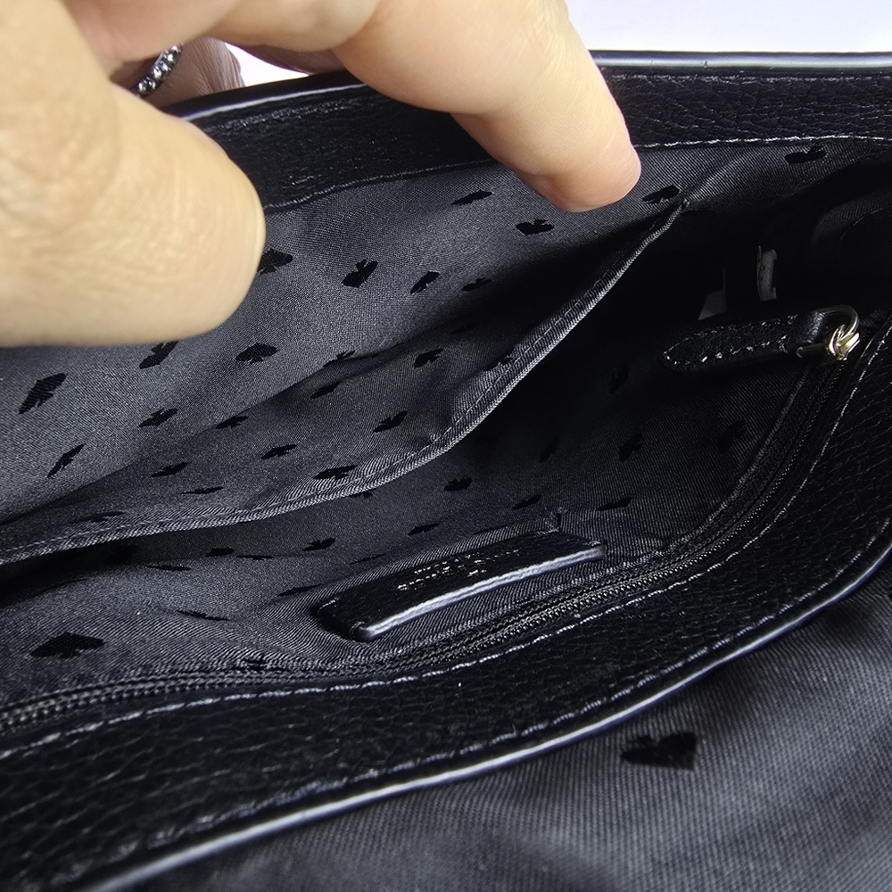 Kate Spade Leila Black Pebbled Leather Flap Shoulder Bag Extra Crossbody Strap - Picture 6 of 16